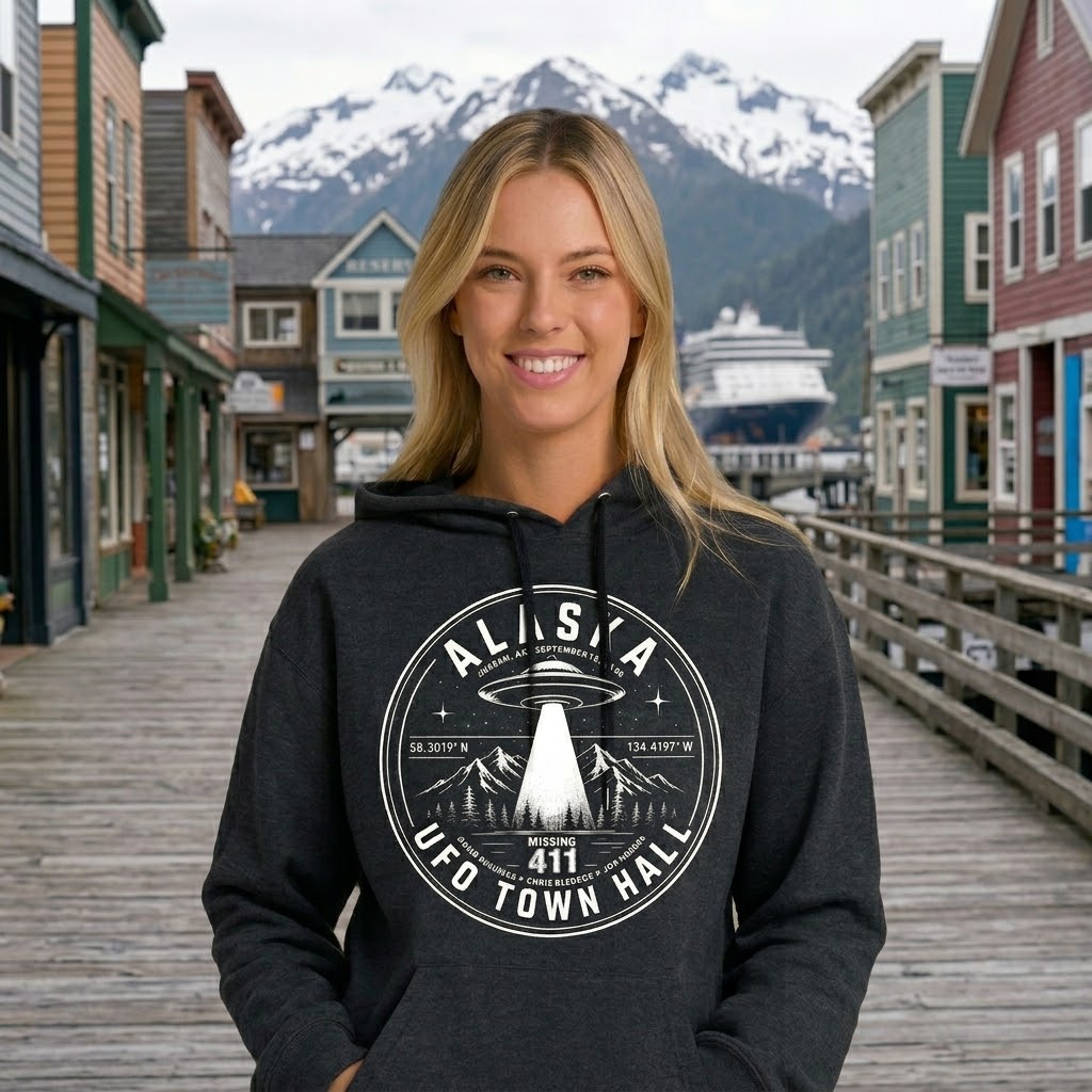 Alaska UFO Town Hall Hoodie and T-Shirt - Image 4