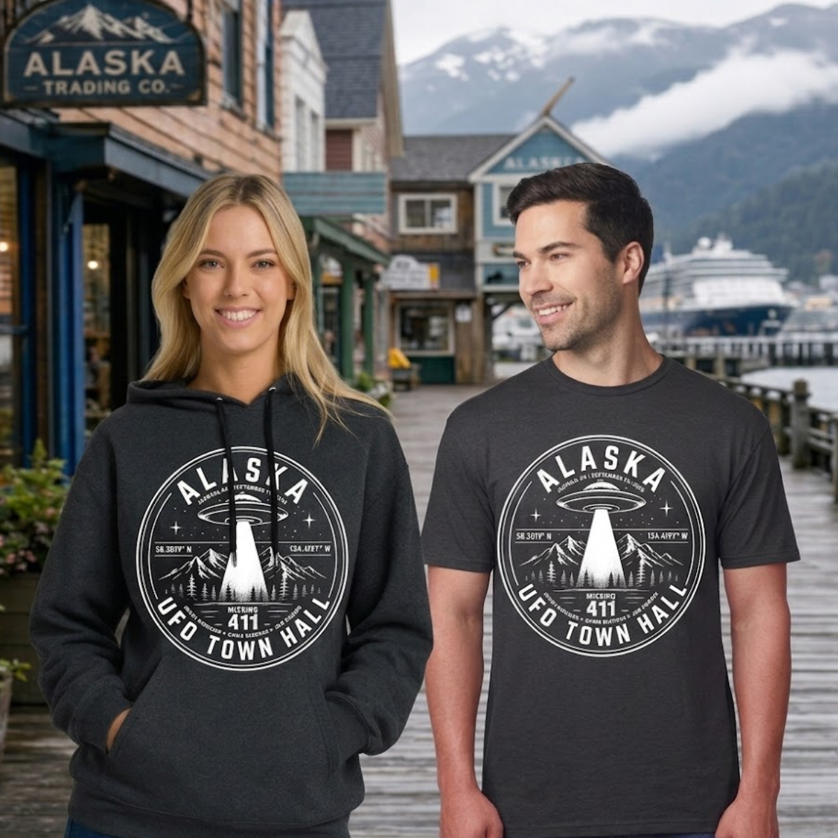 Alaska UFO Town Hall Hoodie and T-Shirt