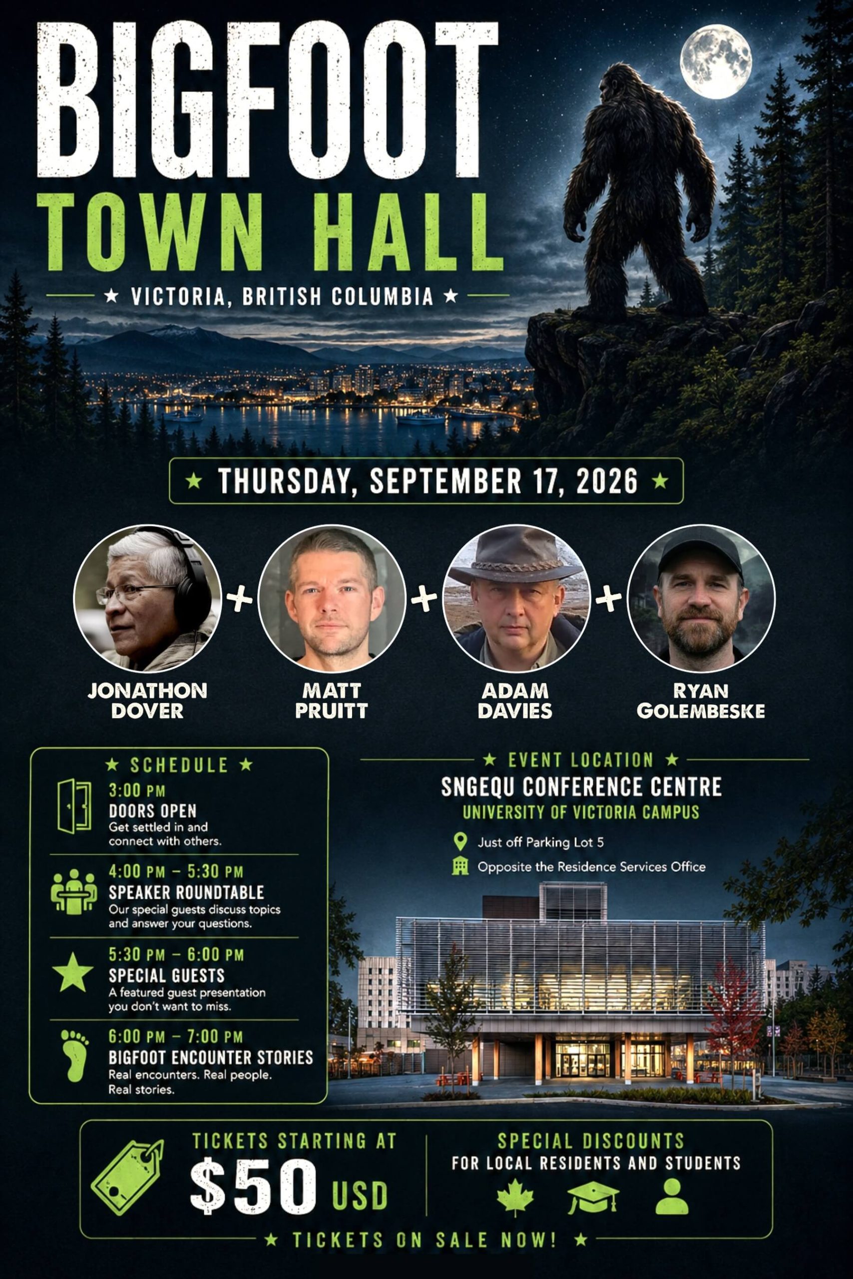 Victoria Bigfoot Town Hall – RSVP for Alaska Bigfoot Cruisers & Multi-Con Pass Holders